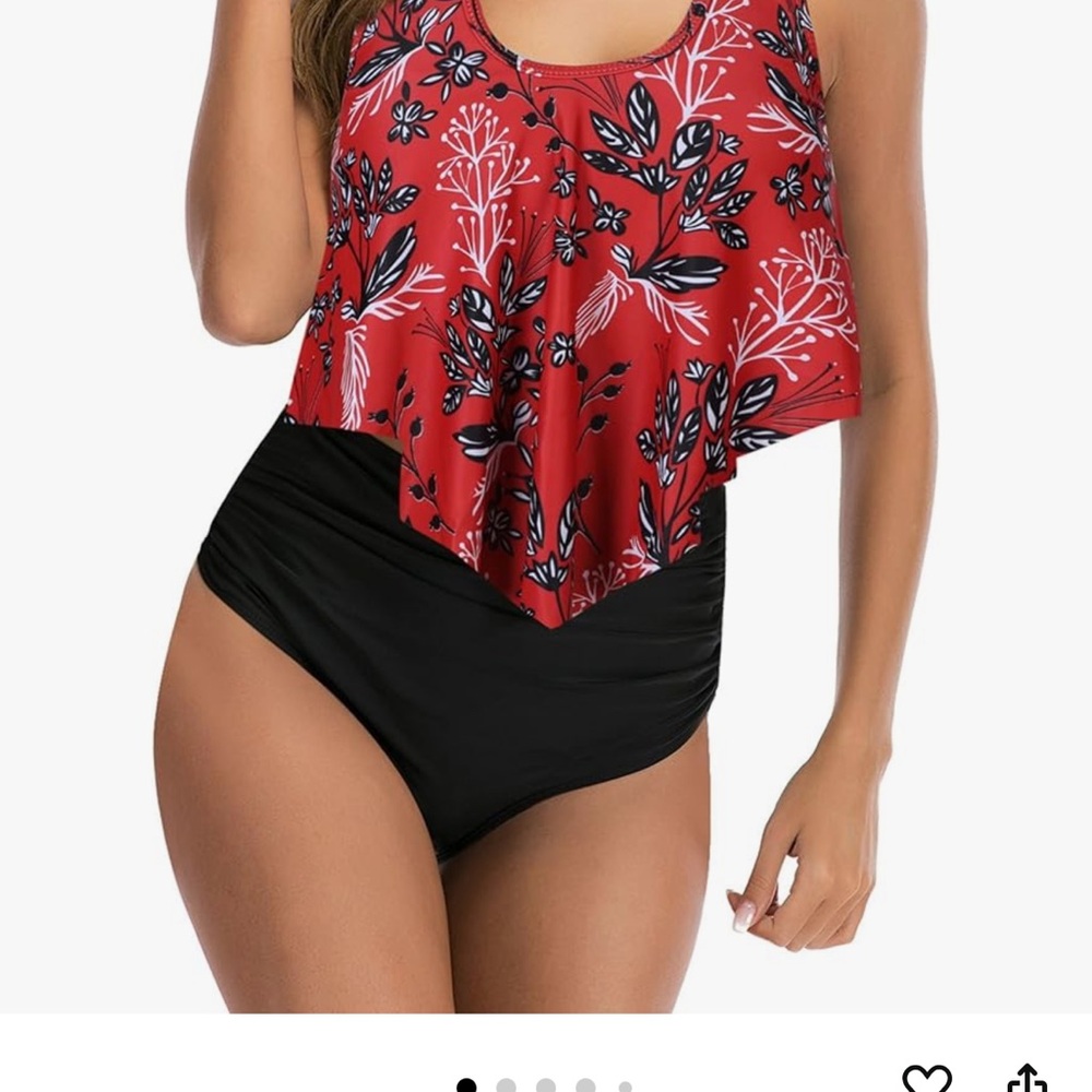 NWOT Floral Red and Black Women's Swimwear